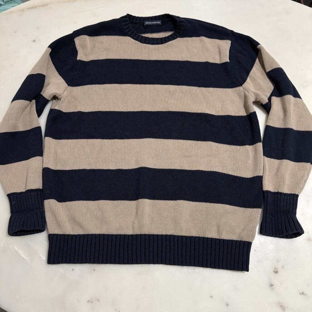 Brandy Melville Brianna Striped Sweater Brown Navy 100% Cotton Academia Preppy